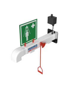 Wall mounted trace tape heated safety shower